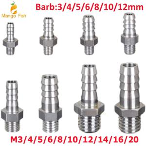 304 스테인레스 스틸 파고다 커넥터 3/4/6/8/10/12mm 호스 바브 스레드 M3/4/5/6/8/10/12 미터법 시스템 PC 수 황동 파이프 피팅