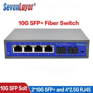 10G SFP+ 파이버 스위치 2.5Gbps 이더넷 4 포트 2500Mbps 네트워크 스위처 2 포트 10G SFP+ 슬롯 허브 인터넷 분배기 플러그 앤 플레이