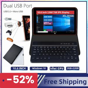 32비트 10.6인치 화면 1366*768 IPS 태블릿 PC(키보드 포함) Windows 10 EZpad C23S Z8300 쿼드 코어 2GB RAM 32GB ROM HDMI 6600mAh