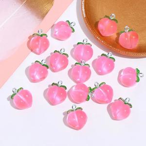3D 피치 플랫 송진 참 펜던트, DIY 귀걸이, 피치 참, 과일 펜던트, 키체인 장식 목걸이, 과일 펜던트, 10 개