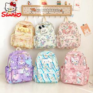 Sanrio 헬로 키티 Kuromi Cinnamoroll 새로운 패션 어린이 학교 가방 귀여운 대용량 어린이 배낭 대학 가방