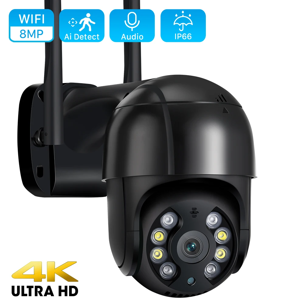 ANBIUX 8MP 4K IP 카메라, Ai 인체 감지 와이파이 카메라, 1080P 5X 디지털 줌 PTZ 야외 카메라, 3MP Ai 추적 CCTV 카메라