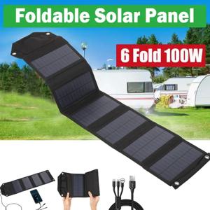 60W 80W 100W 접이식 태양 전지 패널 5V USB 휴대용 접는 가방 배터리 충전기 전화 야외 캠핑 방수 전원 은행