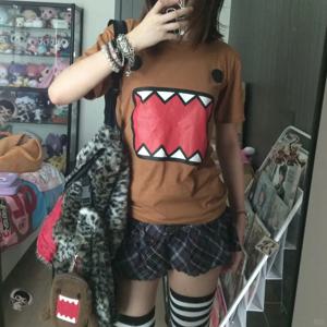 Domo Kun 2025 최신 인쇄 재미 있은 반팔 티셔츠 남성과 여성의 다목적 커플 탑 순수 코튼 생일 선물