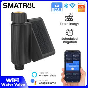 Tuya 스마트 가든 급수 시스템 자동 WIFI 물방울 관개 IP65 Alexa Google 홈용 태양열 워터 타이머 흐름 기록 밸브