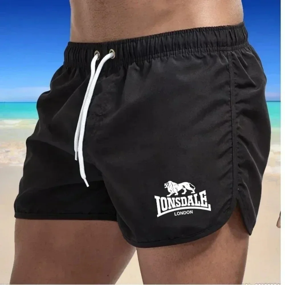 Lonsdale 남성용 여름 프린트 비치 반바지 스웨트 팬츠 러닝 반바지 수영복 스포츠 속건 반바지 휴가 레저