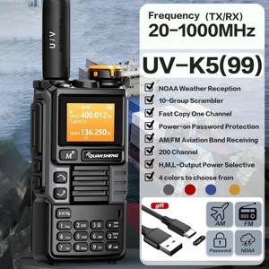 HACHANLUN UV-K6 업그레이드 UV-K5 (99) 인터폰 5W 에어밴드 라디오 유형 C 충전 UHF VHF DTMF FM 스크램블러 NOAA 무선 주파수