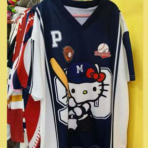 2025 플러스 사이즈 여성 MINISO 새로운 패션 키티 여성 운동복 캐주얼 경량 통기성 패션 티셔츠 빠른 건조