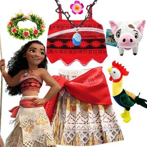 디즈니 공주 Vaiana 판타지 어린이 코스프레 Moana 여름 소녀 카니발 드레스 아동 의류 세트 파티 크리스마스 Moana 의상