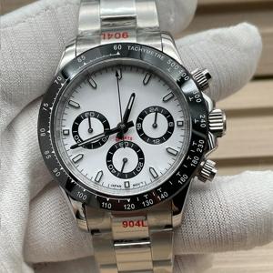 40mm 고품질 화이트 블랙 팬더 자동 남성 기계식 시계 방수 세라믹 베젤 고급 사파이어 스테인레스 스틸