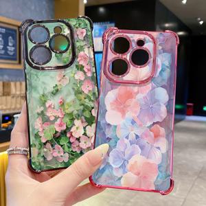 Infinix Hot 50i 40i 40 Pro 30 Play Smart 9 8 뷰티 플라워 클리어 도금 케이스 안티 드롭 커버