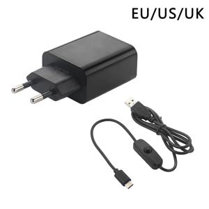 라즈베리 파이 4 전원 공급 장치 5V 3A 전원 어댑터 EU 미국 영국 SU USB 유형 C USB 케이블(Pi 4 Orange Pi 3 4 LTS용 ON/OFF 스위치 포함)