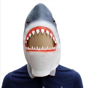 참신한 라텍스 동물 마스크 의상 액세서리, 할로윈 파티 머리 마스크, 상어 마스크, 멋진 드레스, 파티, 바다물고기 코스프레 마스크