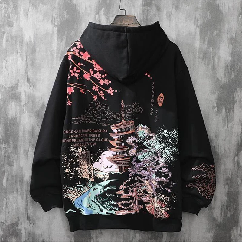 Sudaderas con capucha 로프트 프린트 까마귀 y2k 의류 하라주쿠 남성 애니메이션 힙합 일본 streetwear 스웨트 후드 남성 kpop