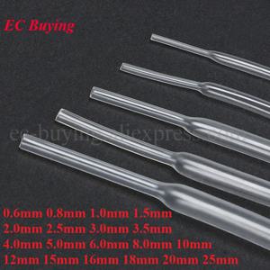 1 미터 열 수축 튜브 0.8mm 1mm 1.5mm 2mm 2.5mm 3mm 4mm 5mm 6mm 2:1 1M 투명 투명 열수축 튜브 슬리브 랩 와이어