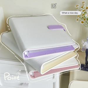 A5 Pu 가죽 캔디 컬러 바인더 포토카드, 귀여운 루즈 리프 아이돌 케이팝 앨범, 사진 보관 책 저널 커버, 학교 문구