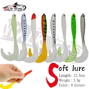 WALK FISH 4PCS 12.5cm 5.5g 지그 인공 실리콘 미끼 Wobblers 낚시 미끼 Shad T-tail 소프트 미끼베이스 파이크 낚시