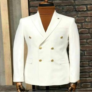 피크 라펠 더블 브레스트 디너 재킷이 있는 남성용 클래식 화이트/블랙 블레이저 결혼식/비즈니스를 위한 우아한 흡연 정장 코트