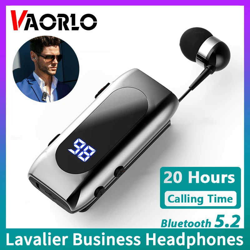 K55 Lavalier Business Bluetooth 5.2 헤드폰 통화/음악 시간 20시간, LED 디지털 디스플레이, 소음 제거 무선 이어폰