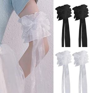 팔 슬리브 팔 워머, 탄성 나비 매듭, 손목 커프스, 프릴 꽃 레이어드, 레이스 로리타 메이드 코스프레 팔 커버, 신부