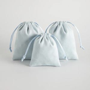 10 개/몫 라이트 블루 플란넬 Jewellry 선물 가방 벨벳 쥬얼리 포장 Drawstring 파우치 웨딩 파티 장식