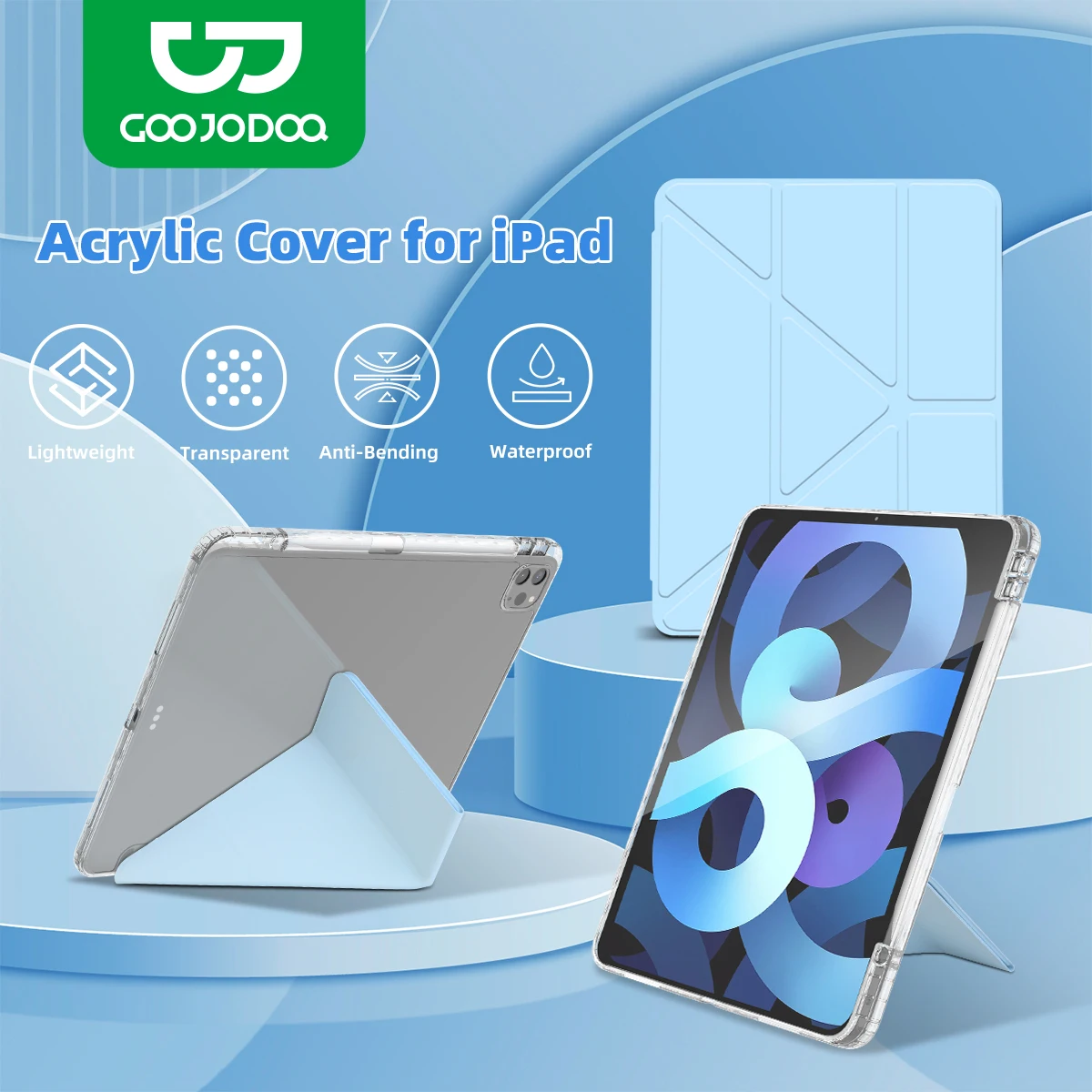 GOOJODOQ 스마트 폴리오 iPad Pro 11 M4 2018-2024 iPad Air 6 Air 5 Air 4 iPad 10세대 마그네틱 케이스 스마트 커버