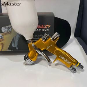 sMaster 페인팅 건 TE20 T110 1.3mm 노즐 스프레이 건 GT Pro PRPLE Glod(믹싱 컵 포함) 수성 에어 스프레이 건 에어 브러시