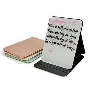 1PC PU 쉘 강화 유리 데스크탑 작은 화이트 보드 접이식 휴대용 데스크탑 사무실 메시지 지울 수있는 노트 보드