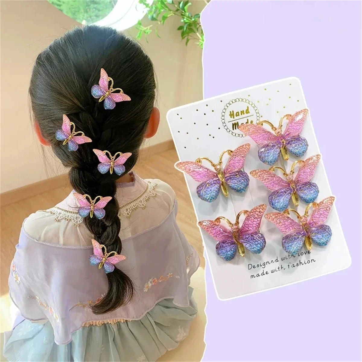 5PCS 달콤한 입체 색상 그라디언트 귀여운 아기 머리핀 어린이 헤어 클립 어린이 모자를 쓰고 있죠 공주 자용 소녀 액세서리