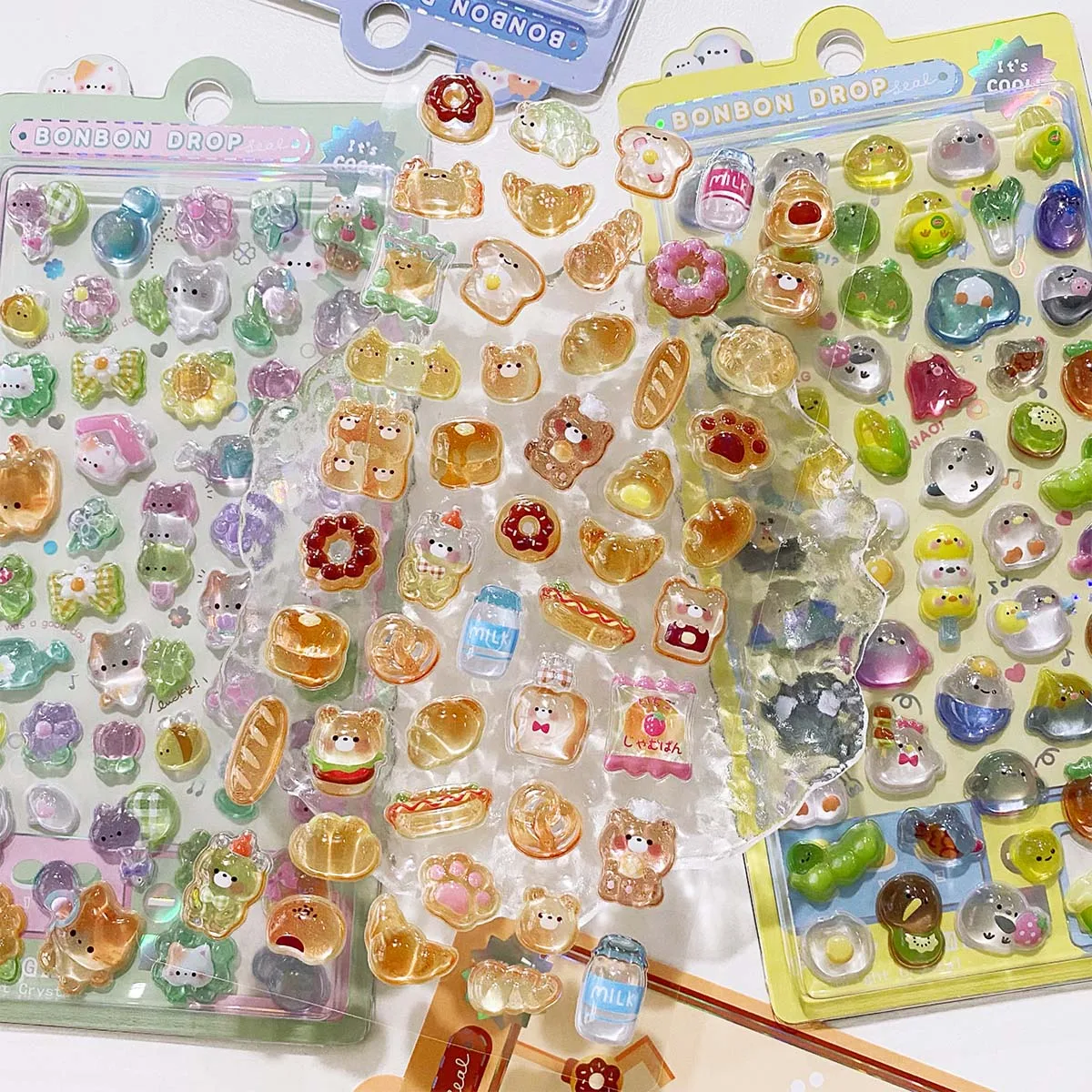 크리 에이 티브 3D 구호 스티커 사탕 유령 토끼 드롭 Diy 일기 Scrapbooking 편지지 스티커 장식 귀여운 미적 스티커