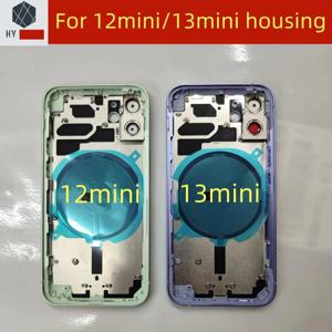 iPhone 12 Mini 13 Mini용 배터리 후면 하우징 유리 커버 + 중간 프레임 + SIM 트레이 + 측면 키 부품