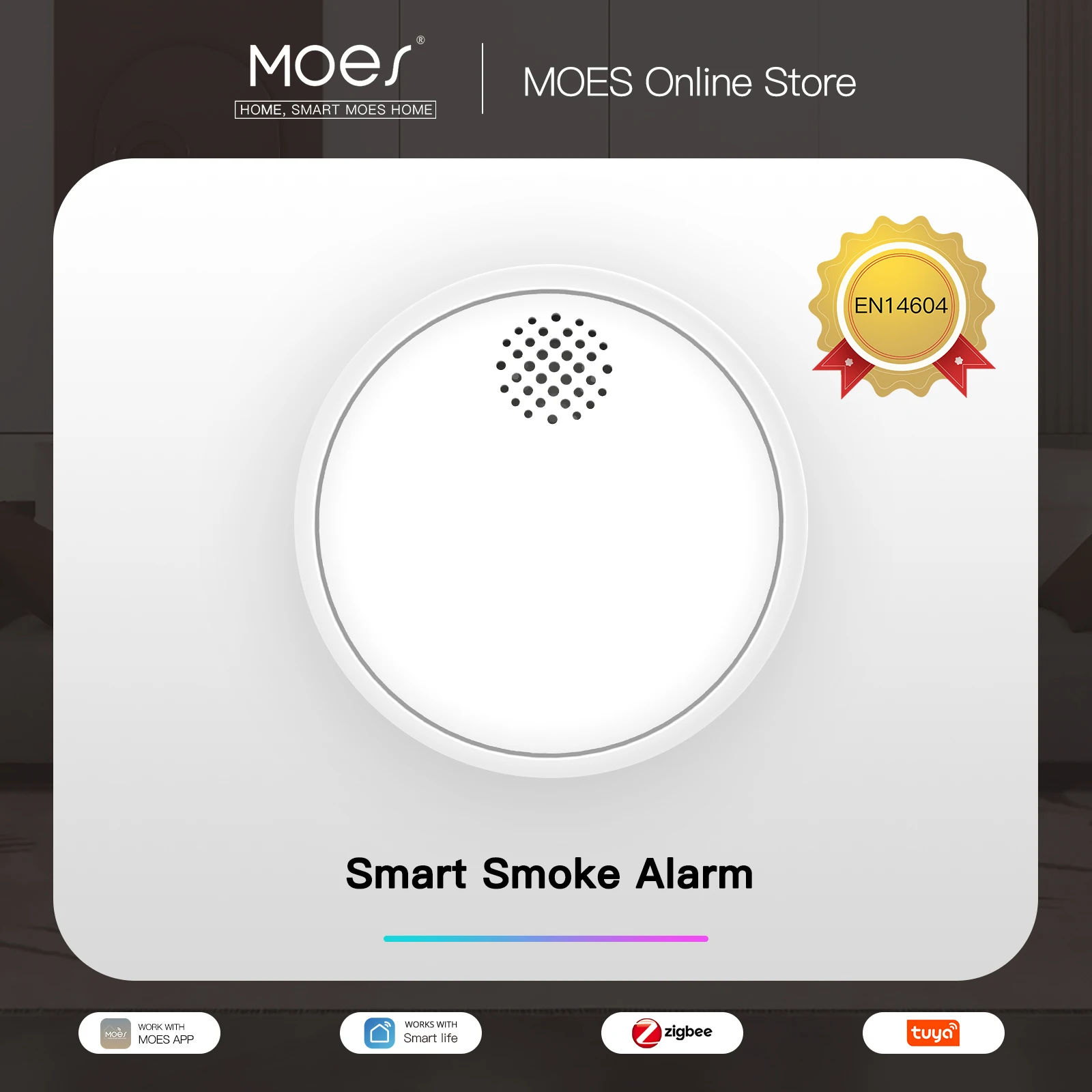 MOES 지그비 스마트 무선 연기 감지기, 사운드 알람 사이렌 센서, 스마트 안전 보호, 가정 주방 화재 앱 경고, 85dB
