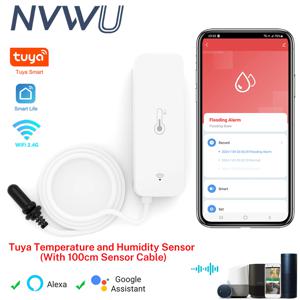 스마트 홈 습도계 용 외부 프로브가있는 Tuya WiFi 온도 습도 센서 식물 수족관 와이너리 용 APP 모니터링