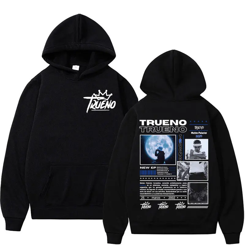 Rapper Trueno 앨범 커버 까마귀 남성 하라주쿠 힙합 펑크 록 후드 남성 여성 고품질 패션 캐주얼 양털 운동복