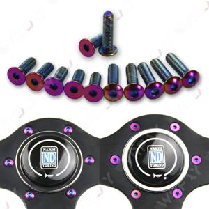 (네오 크롬) 새로운 스타일 6pcs M5x20 스티어링 휠 볼트 나사 키트 Universal Fit 스티어링 휠 작동 벨 보스 키트