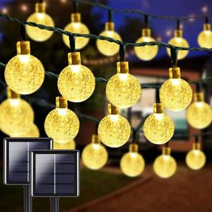 태양 크리스탈 글로브 LED 문자열 조명 LED 8 조명 모드 IP65 요정 빛 크리스마스 갈 랜드 정원 파티 장식 1pc/2pcs
