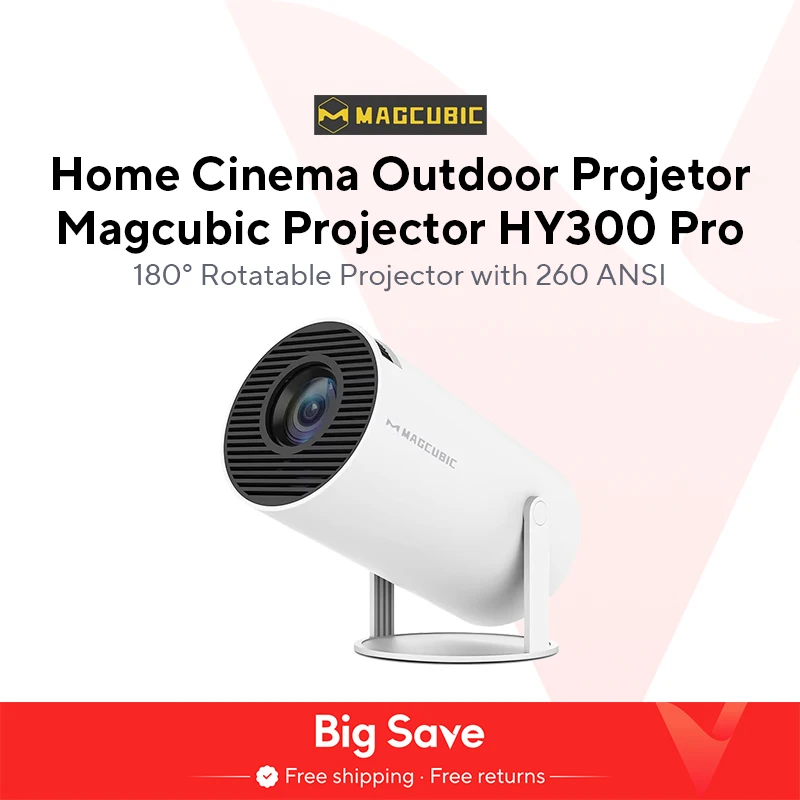 Magcubic 홈 시네마 야외 프로젝터, HY300 프로, 4K, 안드로이드 11, 듀얼 와이파이 6, 260ANSI, Allwinner H713, BT5.0, 1080P, 1280x720P