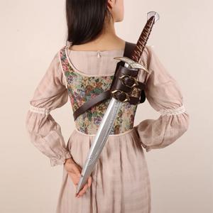 중세 가짜 가죽 싱글 백 소드 개구리 빈티지 조절 가능한 소드 홀스터 중세 판타지 백 소드 홀스터 LARP 용