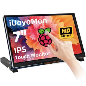 iUoYoMon 7 인치 DSI 터치 스크린 800x480 LCD 디스플레이 라스베리 파이 5 4 3 3B + 2 용 휴대용 용량 성 터치 스크린 모니터