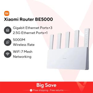 샤오미 라우터 BE5000 와이파이 7 2.5G 5011Mbps 네트워크 포트, 512MB 메모리 2.4/5GHz 듀얼 광대역 액세스 네트워크 보안 보호