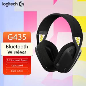 로지텍 G435 라이트스피드 무선 게이밍 헤드폰, 경량 165g 내장 마이크, 18 시간 배터리, 블루투스 게이머 헤드셋, PC 및 PS용
