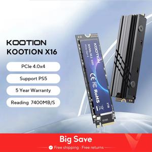KOOTION X16Plus SSD NVMe M2 내장 솔리드 스테이트 하드 디스크, PCIe 4.0x4 2280 SSD M.2 드라이브, PS5 노트북 PC용, 1TB, 2TB, 512GB