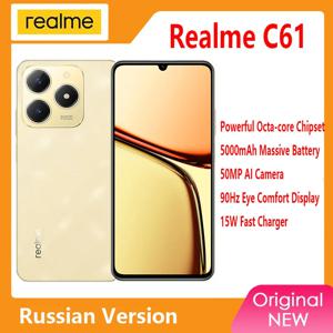 realme C61 스마트폰, 5000mAh 배터리, 15W SUPERVOOC 충전, 50MP AI 카메라, 90Hz 디스플레이, IP54 AI 엔진, 256GB NFC, 월드 프리미어