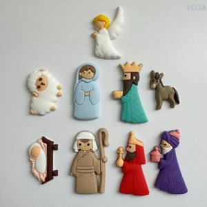 9 개/대 크리스마스 PVC 미니 만화 동상 냉장고 자석에 사용 DIY 액세서리 만들기