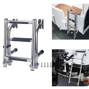 3 단계 스테인레스 스틸 보트 사다리 그립 Transom Mount 접이식 스턴 사다리 Gunwale-Mounted 이동식 사다리