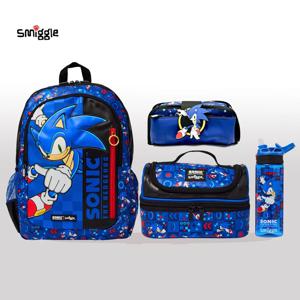 MINISO Smiggle 어린이 연구 배낭 파란색 만화 학교 가방 점심 가방 애니메이션 학생 선물 어린이 가방 7-16 년 16 인치
