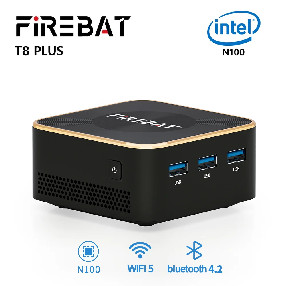 FIREBAT T8 플러스 미니 PC, 인텔 N5095 N100 CPU 데스크탑 컴퓨터, 8GB, 16GB SSD, 256GB, 512GB, 1TB, DDR4, DDR5, 와이파이 5, BT4.2, HDMI Minipc