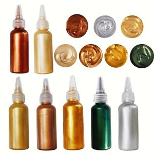 60ml 금속 아크릴 페인트 수지 안료 에폭시 수지 쥬얼리에 대한 황금 은빛 구리 수제 DIY 착색제 안료 만들기