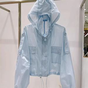 2025 여름 한국 스타일 방풍 여성 봄 재킷 슬림 선 스크린 의류 흰색 후드 코트 지퍼 자켓 Femme Thin