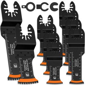 10Pcs 일본 진동 톱 블레이드 고 탄소강 바이메탈 곡선 가장자리 Multitool 블레이드 날카로운 마모 방지 커터 블레이드